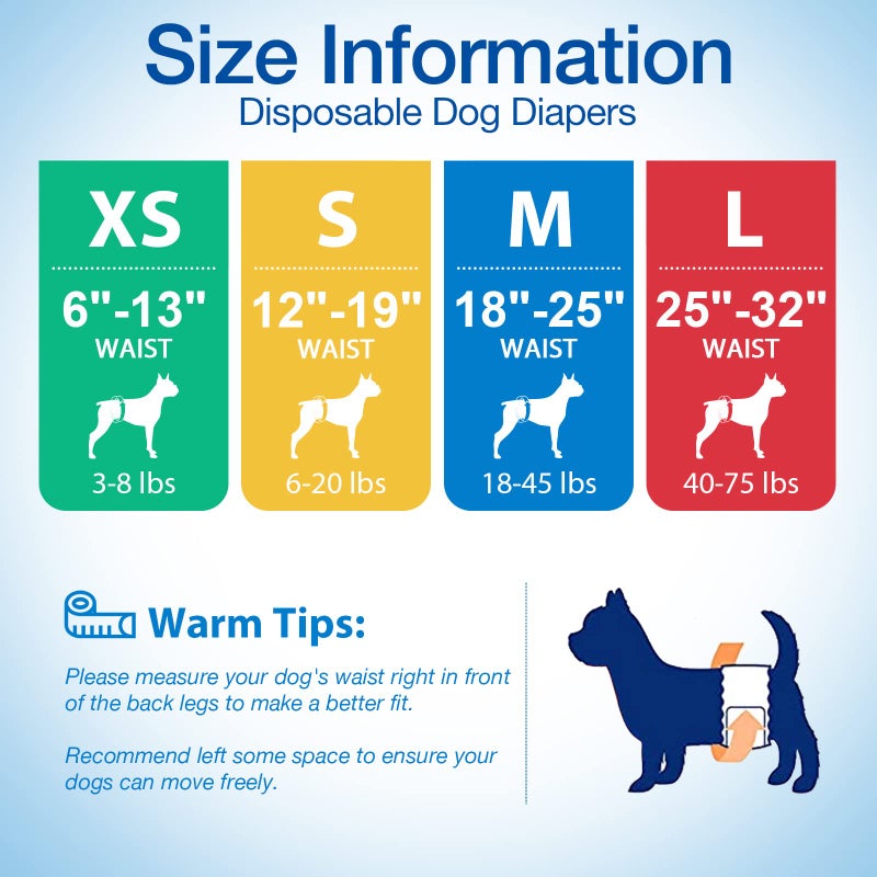 Pet Soft Disposable Male Dog Wraps - Dog Diapers for Male Dogs, Puppy Diapers 12pcs Medium - Image 5